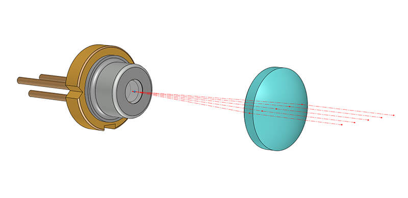 Diode laser avec lentille asphérique